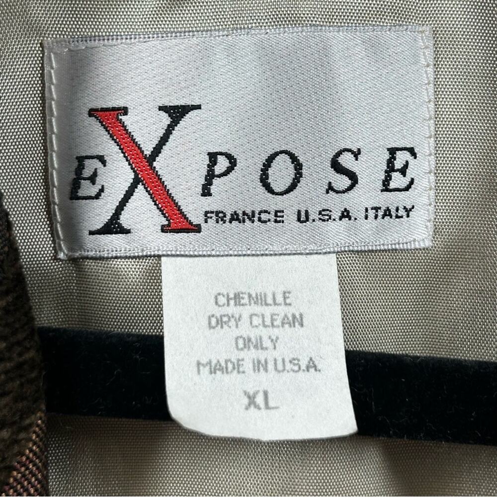 Expose‎ Vintage Chenille Cropped Peaked Lapel Blazer Size XL Geometric Boho 70s - Picture 4 of 5